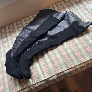 Black knee height boots